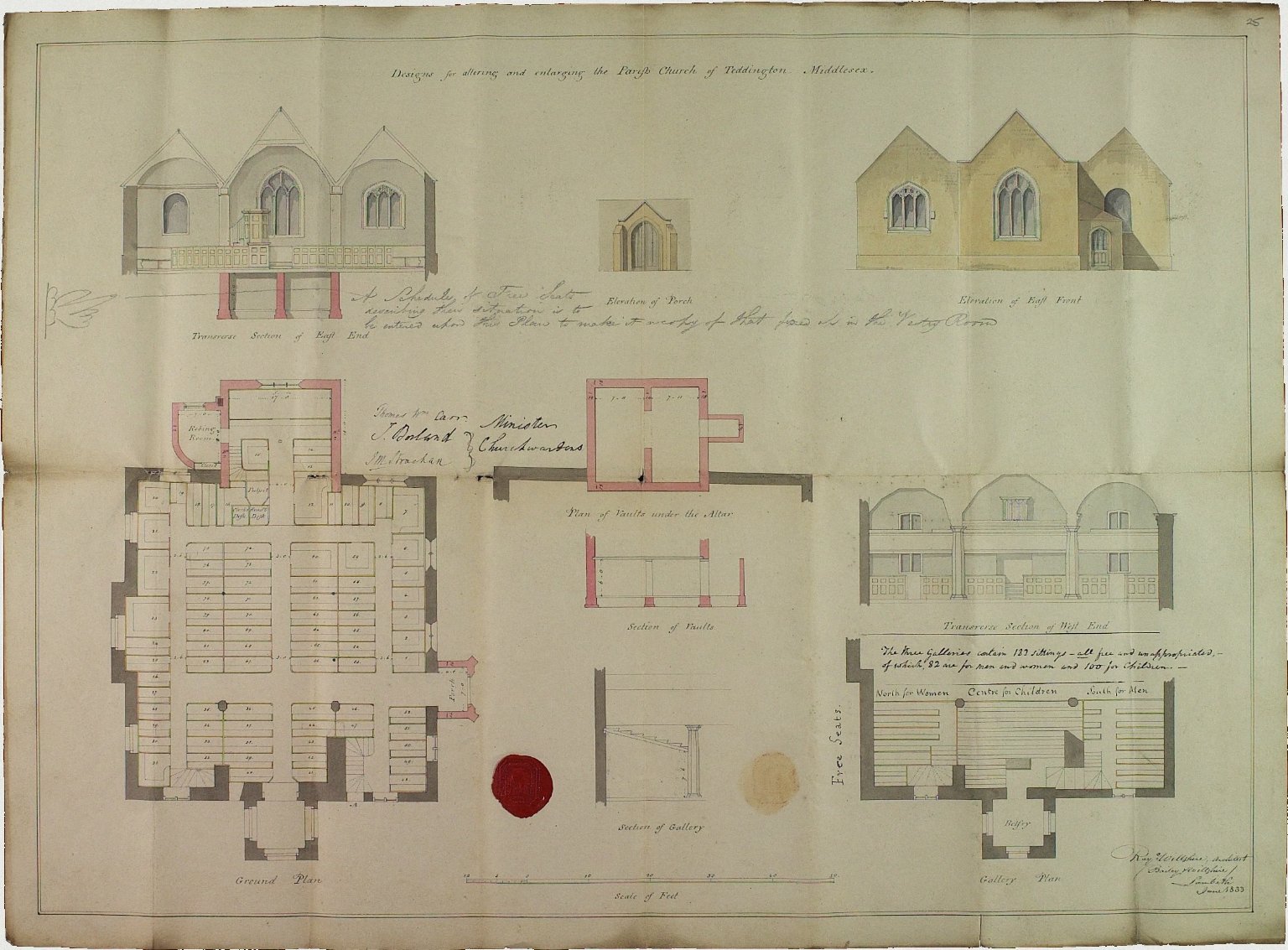 ICBS plan of Teddington Church dated 1833.